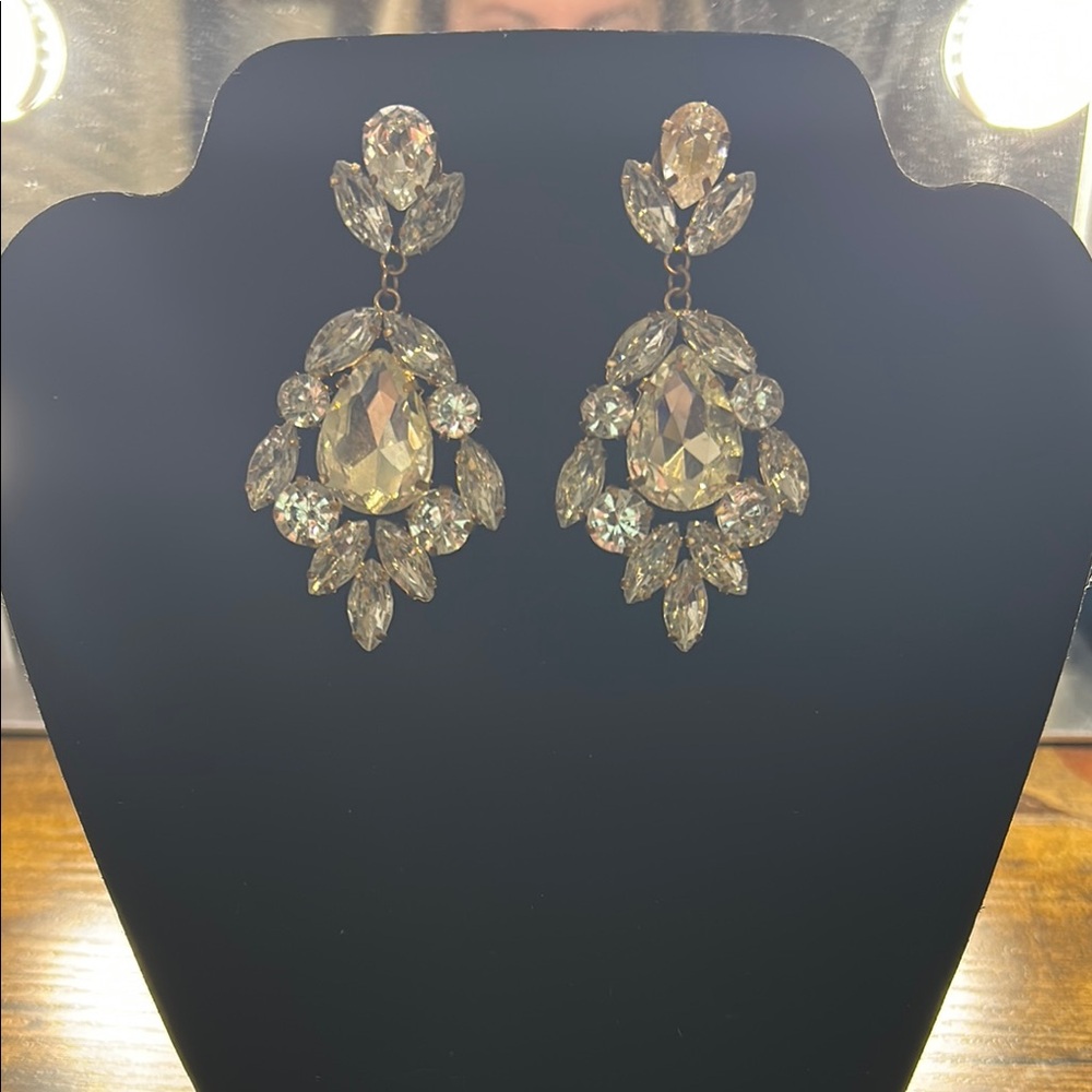 Elegant Silver Crystal Drop Earrings